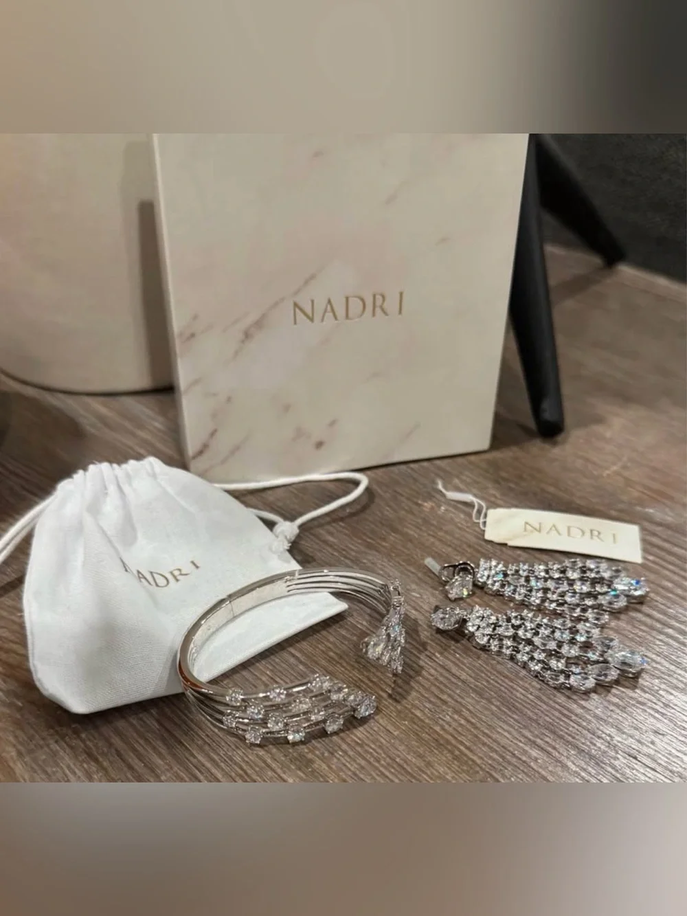 NADRI Silver Crystal Open Cuff Bracelet-New!